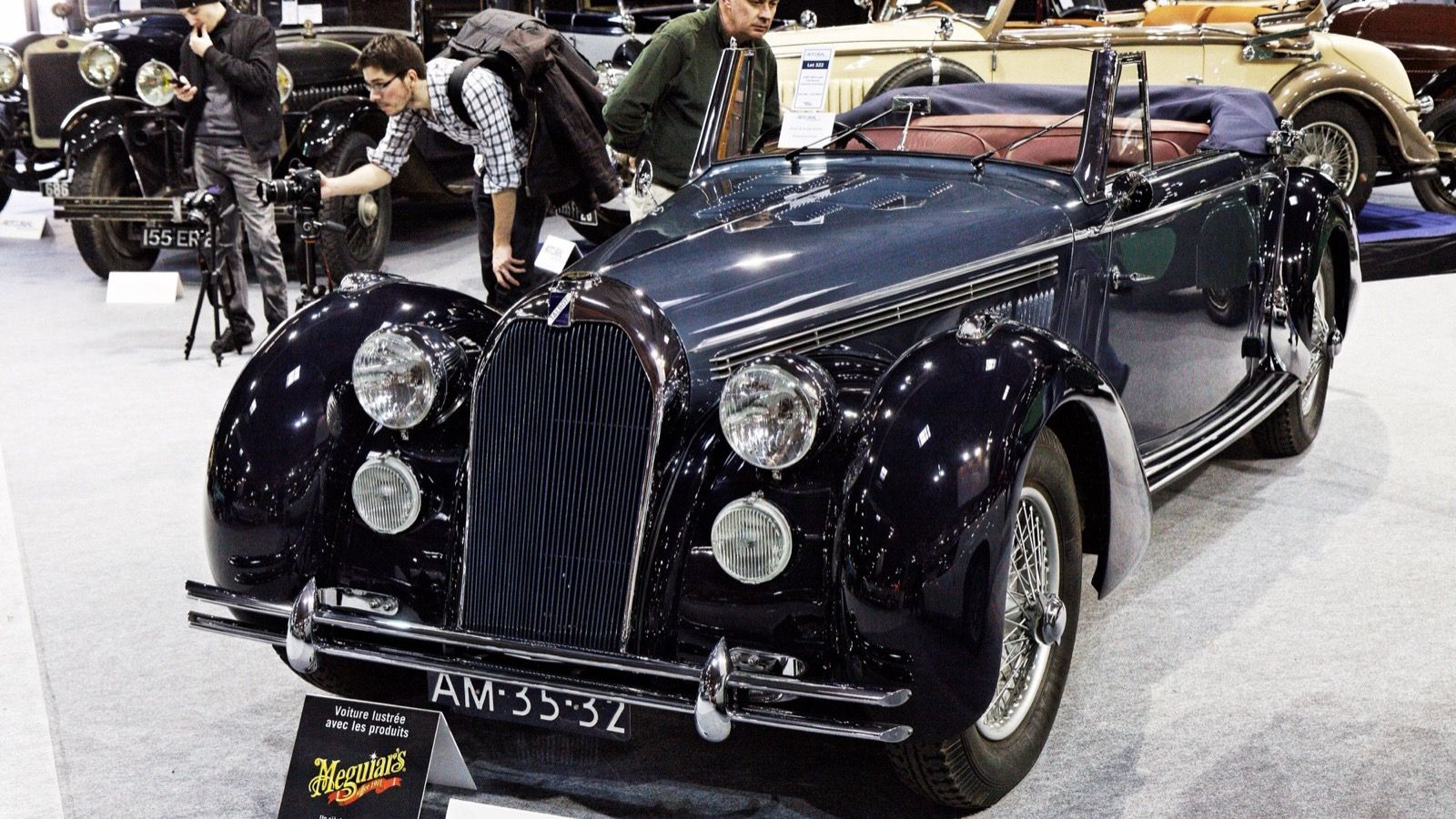 Dark blue 1946 Talbot-Lago T26 Record cabriolet prototype, front three-quarter view