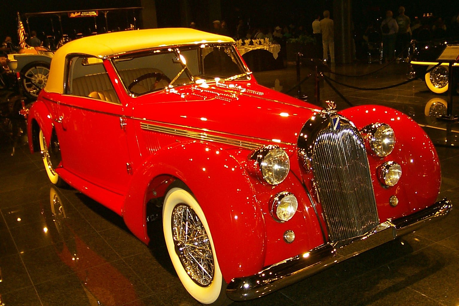 Red 1947 Talbot-Lago Type T26 cabriolet, front three-quarter view