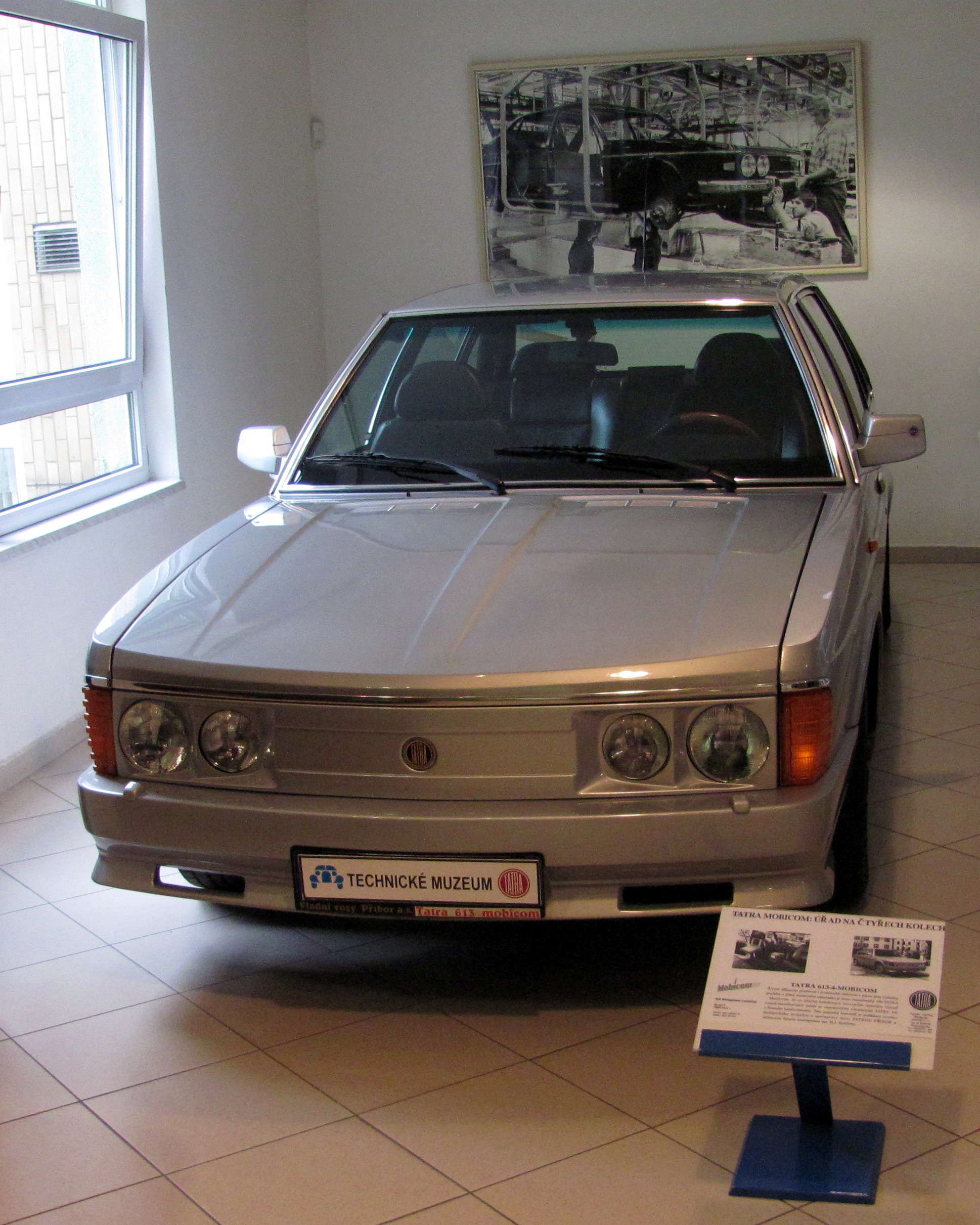 Silver Tatra 613-4 Mobicom, front view of the final 613 variant with restyled bumper and spoiler